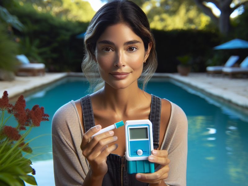 Testing water quality in a swimming pool