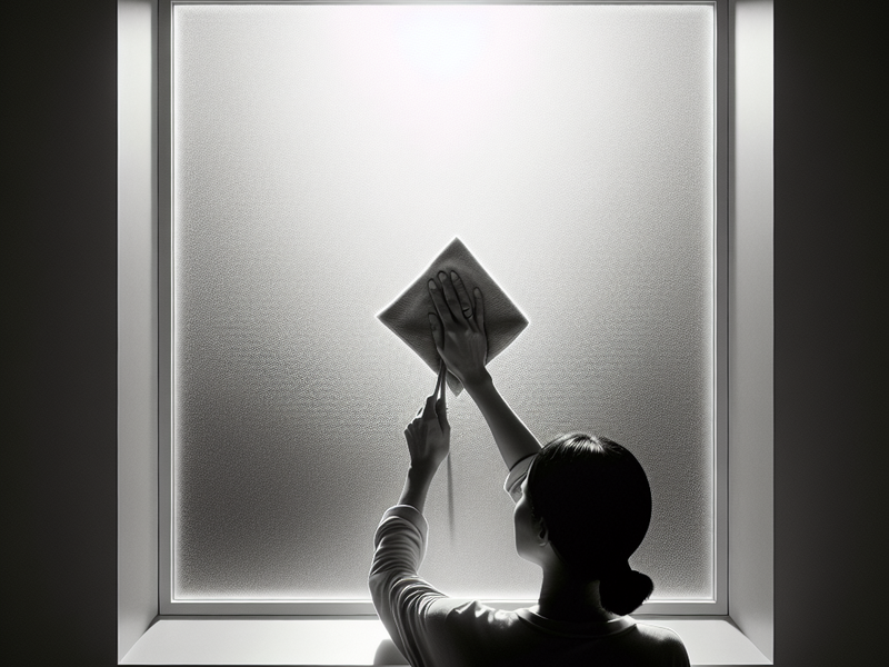 Person cleaning glass with microfiber cloth