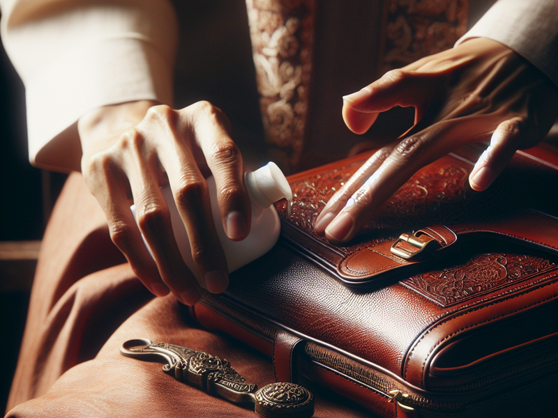 Applying conditioner to leather bag