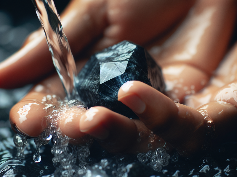 Cleaning black tourmaline crystal